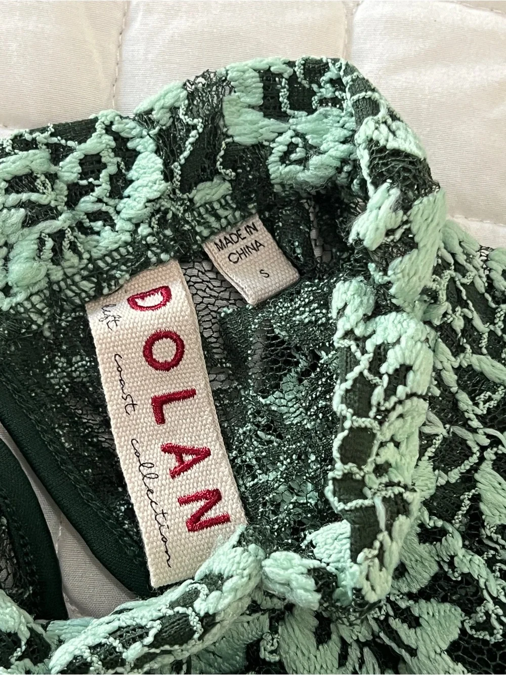 Anthropologie Dolan Small Mint Green Sheer Lace Mock Puff Long Sleeve Dressy Top